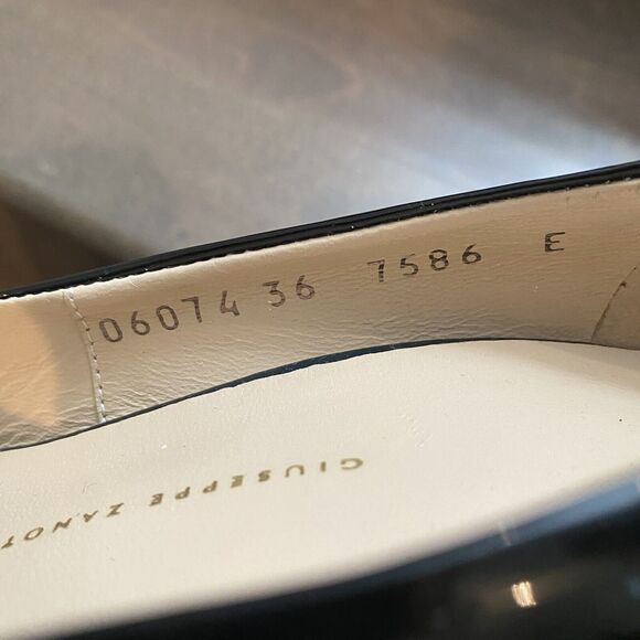 Giuseppe Zanotti Heels Women 36 US 6 Black Tan Patent Leather Peep Toe READ - Picture 8 of 16